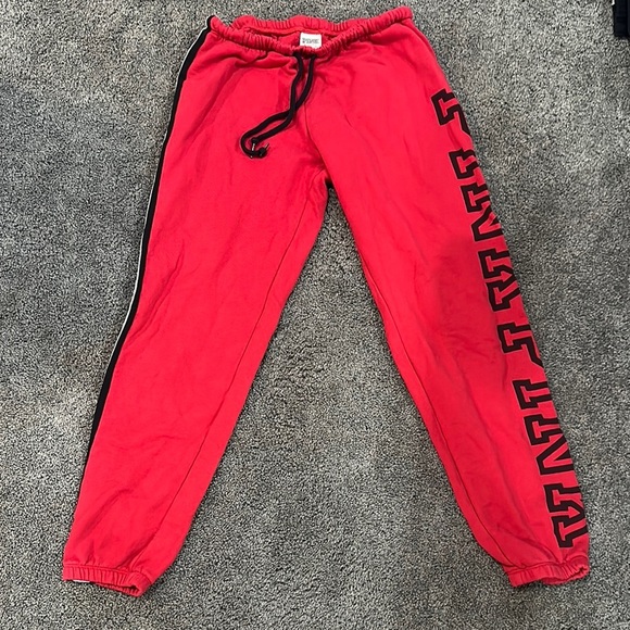 VS PINK Red and Black Joggers Elastic Waistband - Picture 1 of 2